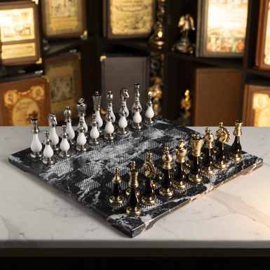 Chess set in the interior photo