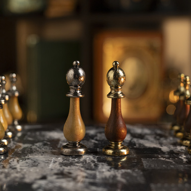 Chess set in the interior photo