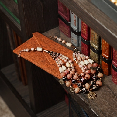 wow video Necklace "Indestructibility" 4-row with rubellite, agate and quartz