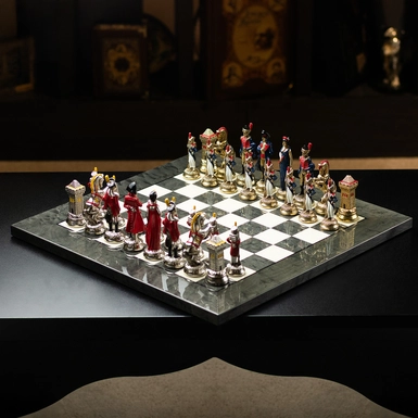 wow video Handmade chess set with wooden board