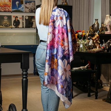 wow відео Хустка з натурального шовку «Pinky blue»