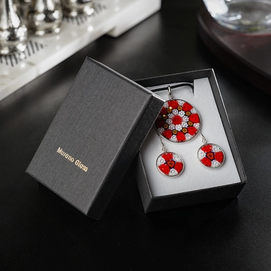wow video Murano glass jewelry set "Redie" 1