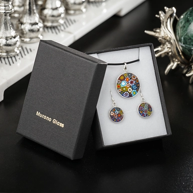 wow video Комплект прикрас із муранського скла "Flowers"