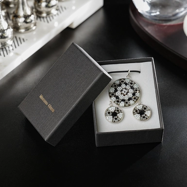 wow video Murano glass jewelry set "Lace"