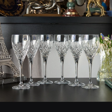 wow video Набір із 6 кришталевих келихів для вина "London"