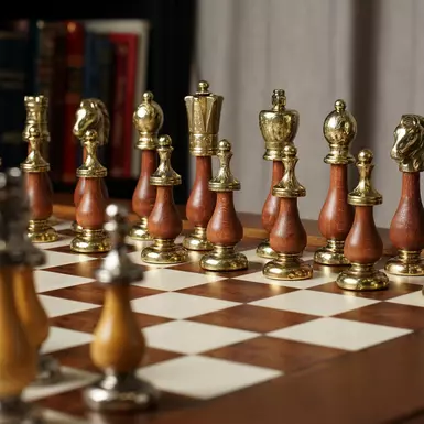wow video Chess table "Ludere" with handmade wooden board 1