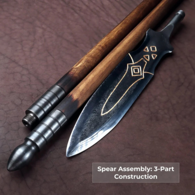 Spear with engraving on blade photo
