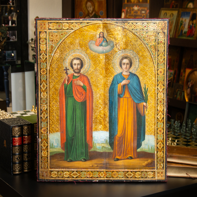 Buy an antique icon of the holy martyrs Florus and Laurus