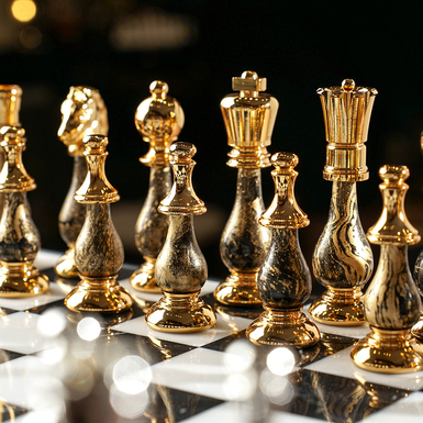 золотистые шахматные фигуры из латуни фото 1