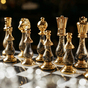 золотаві шахові фігури з латуні фото 1