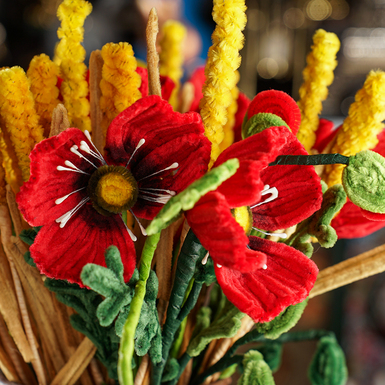 цветы "Красные маки с колосьями" ручной работы фото