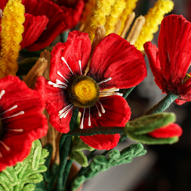  "Красные маки с колосьями" ручной работы фото