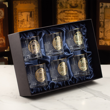 Набір для віскі із 6 келихів "Тризуб України" латунь пандора з позолотою та сріблом від BIANCANEVE фото