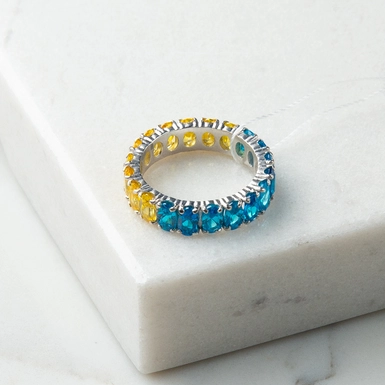 wow видео Серебряное кольцо с фианитами "Ukrainian tradition"