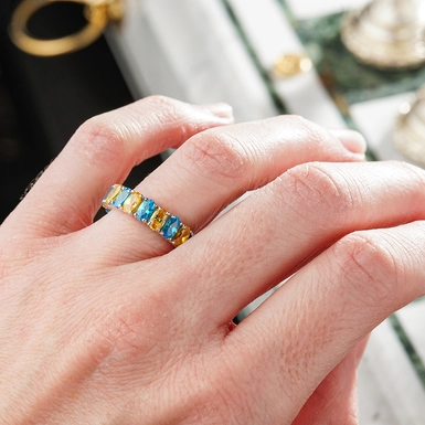 wow видео Серебряное кольцо с фианитами "Ukrainian Harmony"