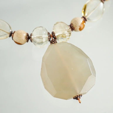 wow video Necklace "Tenderness" 1-row made of agate, jasper, quartz, crystal