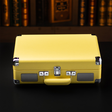 жовтий вініловий програвач фото 1