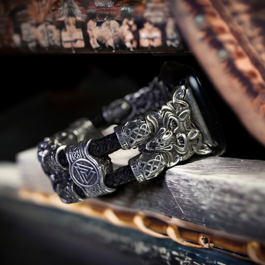 браслет зі срібла та шкіри фото 1