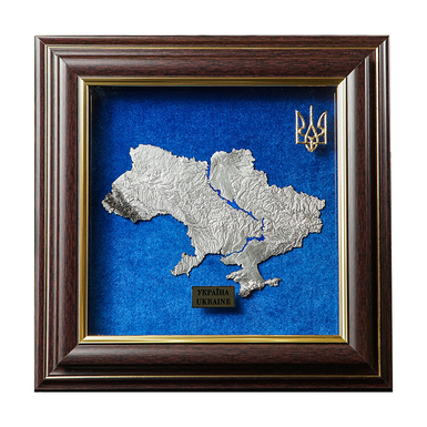 Подарок "Карта Украины" с позолотой в рамке фото 1