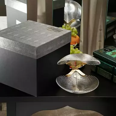 wow видео Большая хрустальная шкатулка в виде ракушки из позолоченной латуни