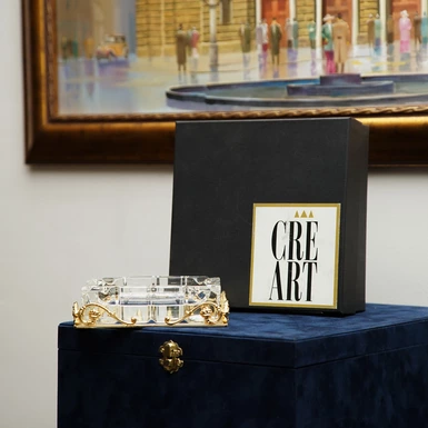 wow видео Позолоченная хрустальная пепельница