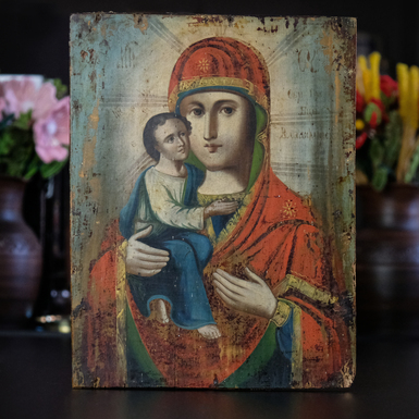 Купить старинную икону Владимирской Богородицы