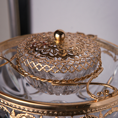 икорница из хрусталя и латуни фото 1