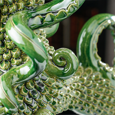 37_керамічний бичок зеленого кольору фото 1