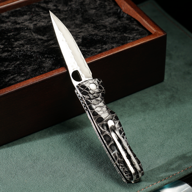 складаний ніж темно сірий фото