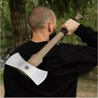 68_Функціональна сокира з подвійним різцем "Vargstal" від Topor & Molot фото