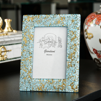 Рамка для фотографий "Золотая лазурь" из муранского стекла фото