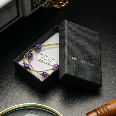 Браслет "Сині барви" з муранського скла фото