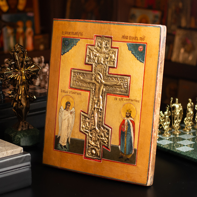 fb_купити старовинну ікону врізного Хреста Хранителя фото 1