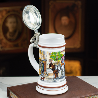 Фарфоровый пивной бокал на подарок фото