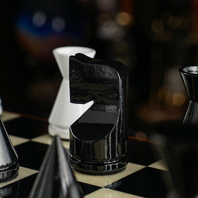 Chess set in the interior photo