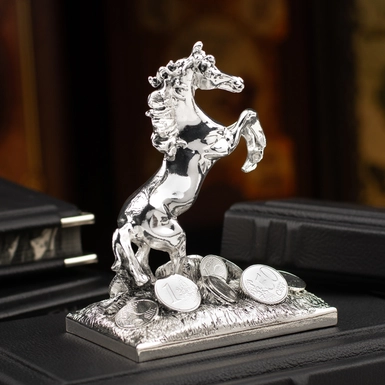 wow video Silver-plated figurine "Horse and Coins" from ArtBe