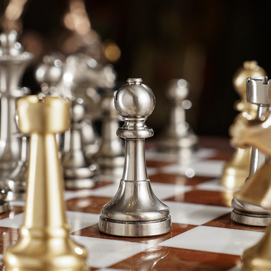 Chess set in the interior photo