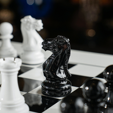 Chess set in the interior photo