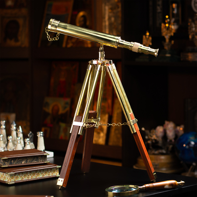 "Galaxy" Brass Telescope with Tripod by Ross London photo