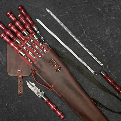 шашлычный набор в кожаном кейсе freedom фото