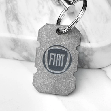 wow video Titanium keychain "Fiat" with Swiss carabiner "Victorinox" from Calti