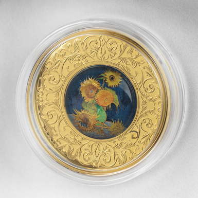 серебряная монета с картиной подсолнухи фото 1