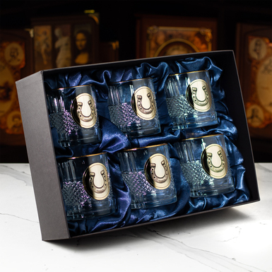 Набор для виски "Horseshoe of luck" из 6 хрустальных стаканов с позолотой и эмалями от BIANCANEVE фото