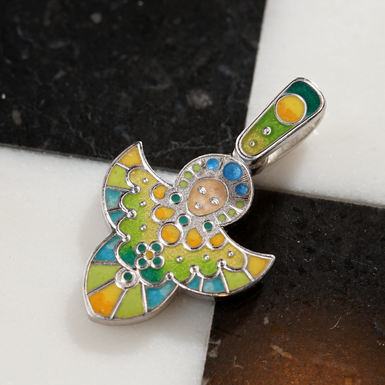 підвіска з діамантом та ювелірною емаллю фото 1