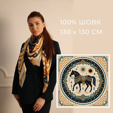 photo model with pink scarf horse
