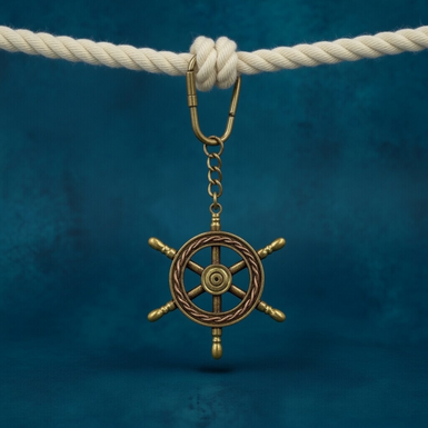 Brass Steering Wheel Keychain by Ross London
