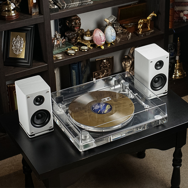 Photo of a player with speakers