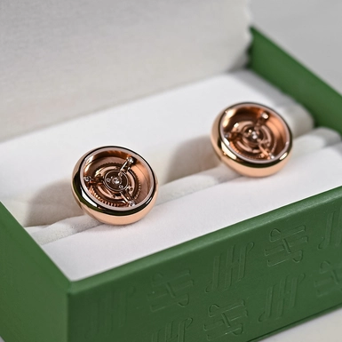 wow video Tourbillon cufflinks, rose gold and Preciosa crystals by Montegrappa