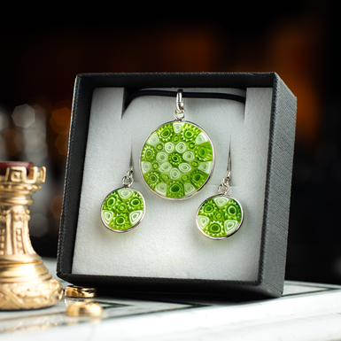 Murano glass pendant and earrings photo