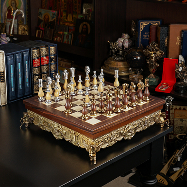 Chess set in the interior photo